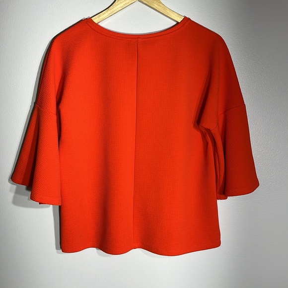 Jones New York Red/Orange Boho Blouse with Raglan Bell Sleeves Size M - Picture 2 of 4